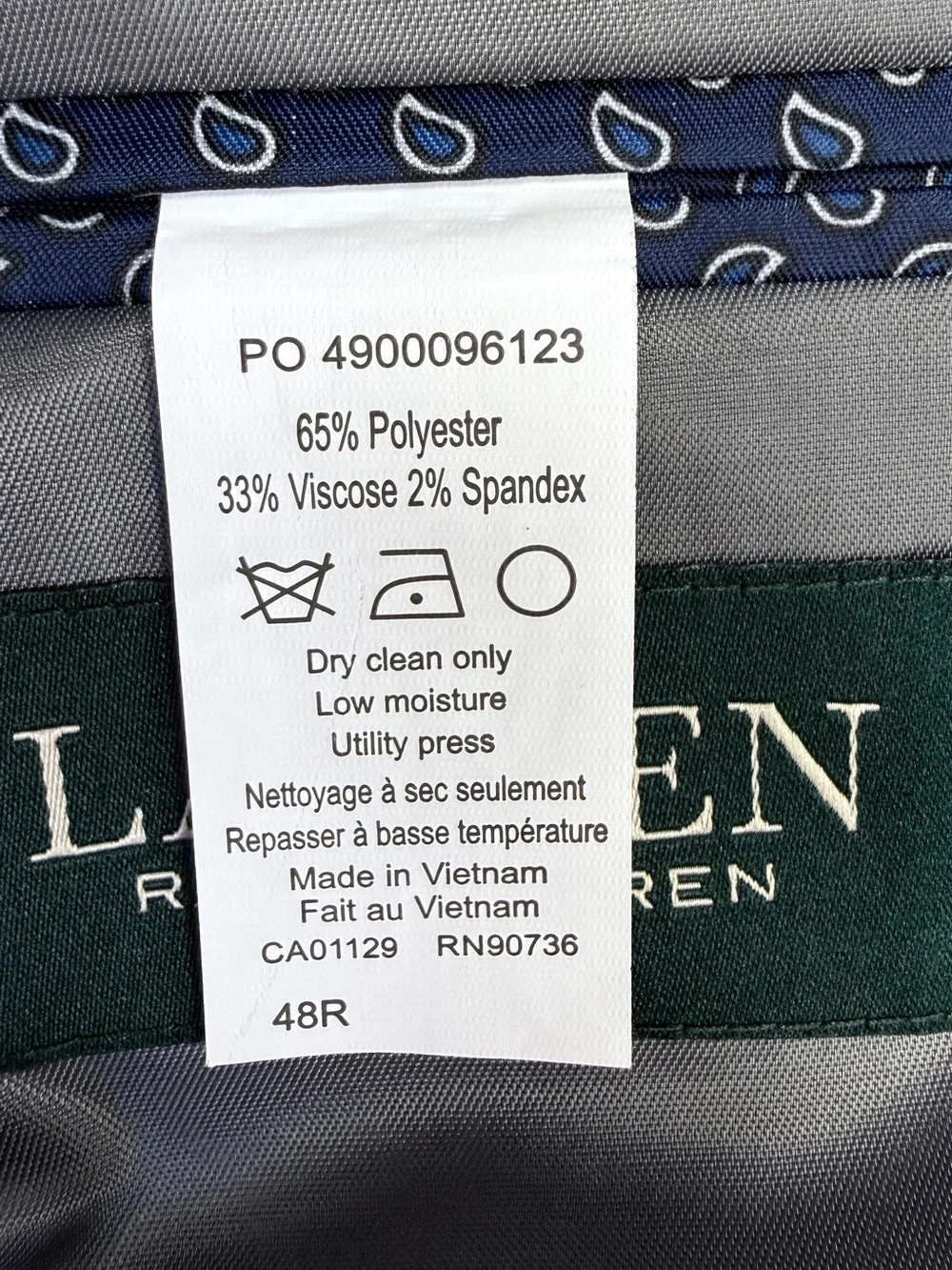 Lauren Ralph Lauren Men’s 48R Gray Houndstooth Windowpane Blazer Sport Coat